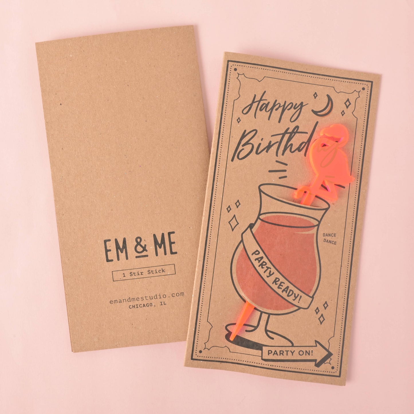 Happy Birthday, Party Ready, Stir Stick Card