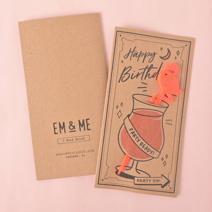 Happy Birthday, Party Ready, Stir Stick Card