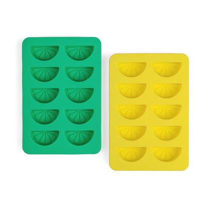 The Dotty Citrus Wedge Green & Yellow Ice Trays: Set of 2
