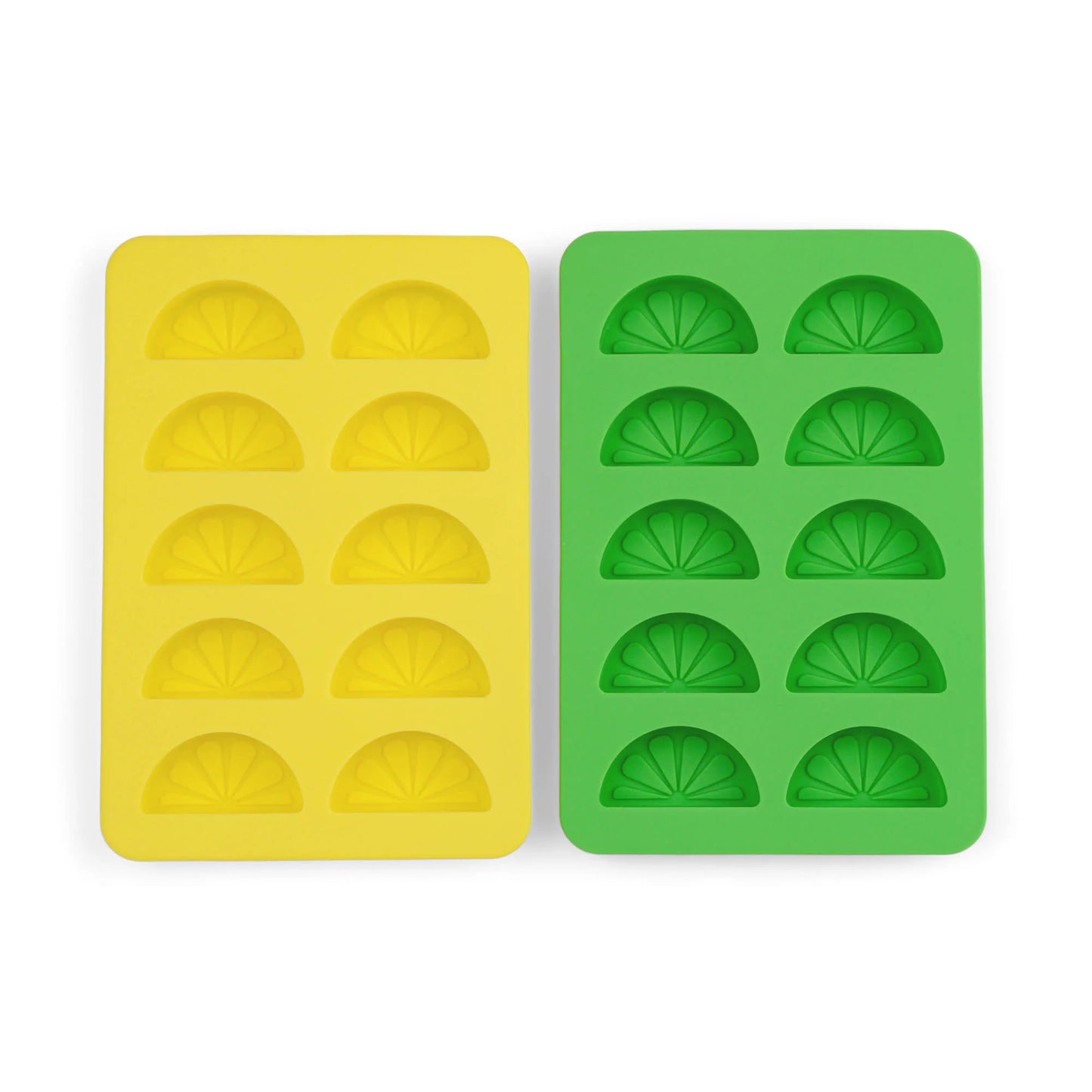 The Dotty Citrus Wedge Green & Yellow Ice Trays: Set of 2