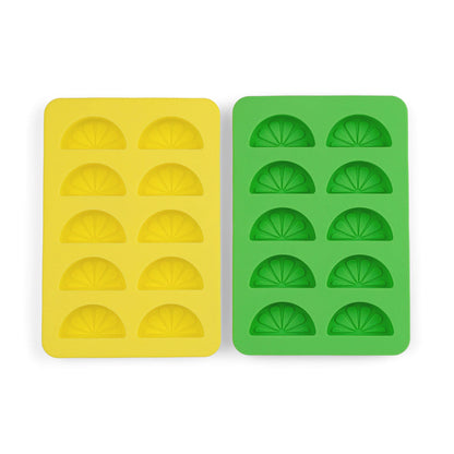 The Dotty Citrus Wedge Green & Yellow Ice Trays: Set of 2