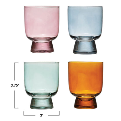 Colored Drinking Glasses: Set of 4