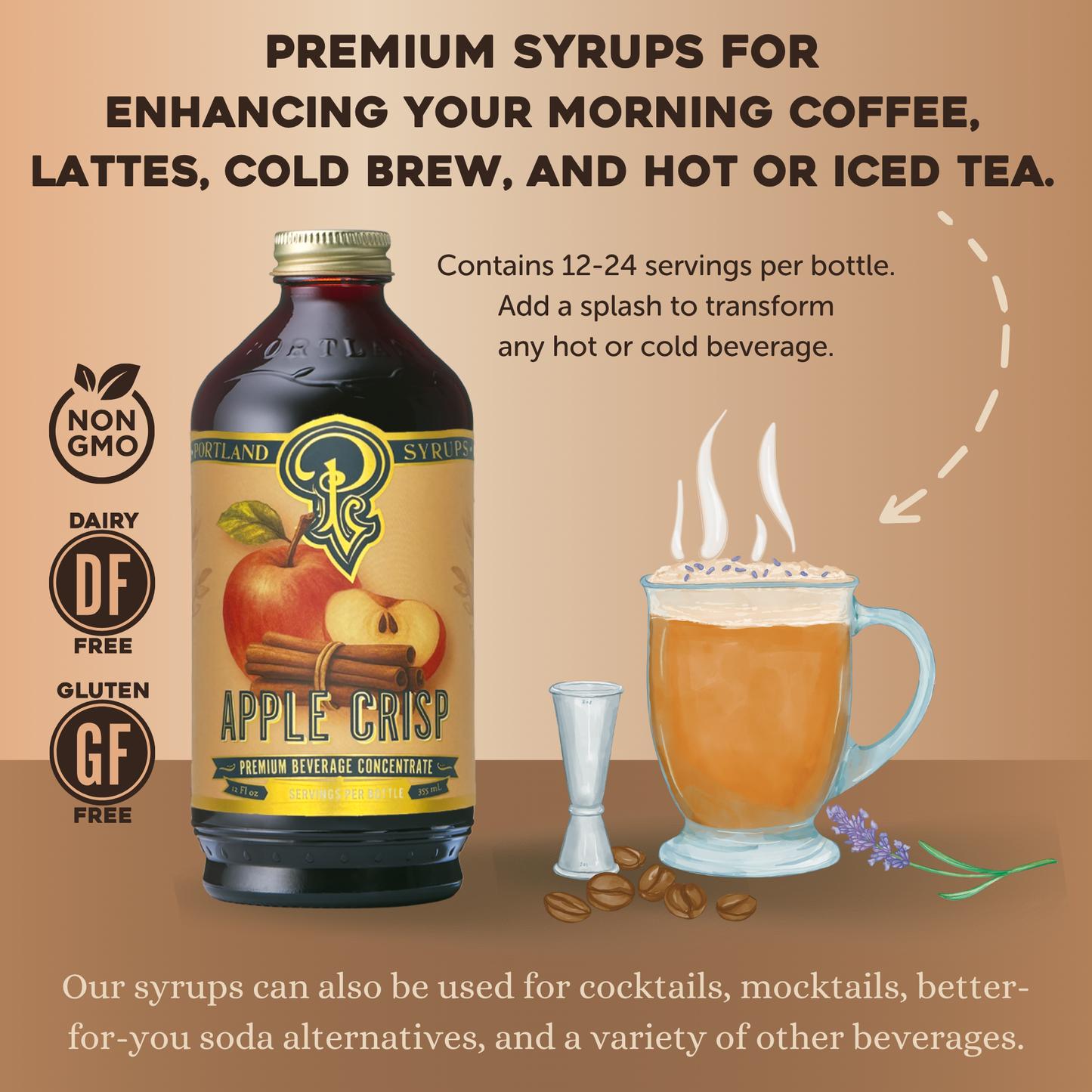 Apple Crisp Syrup 12oz - cocktail / mocktail / coffee drinks