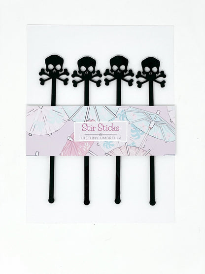 Pirate Skull Stir Stick: Set of 4