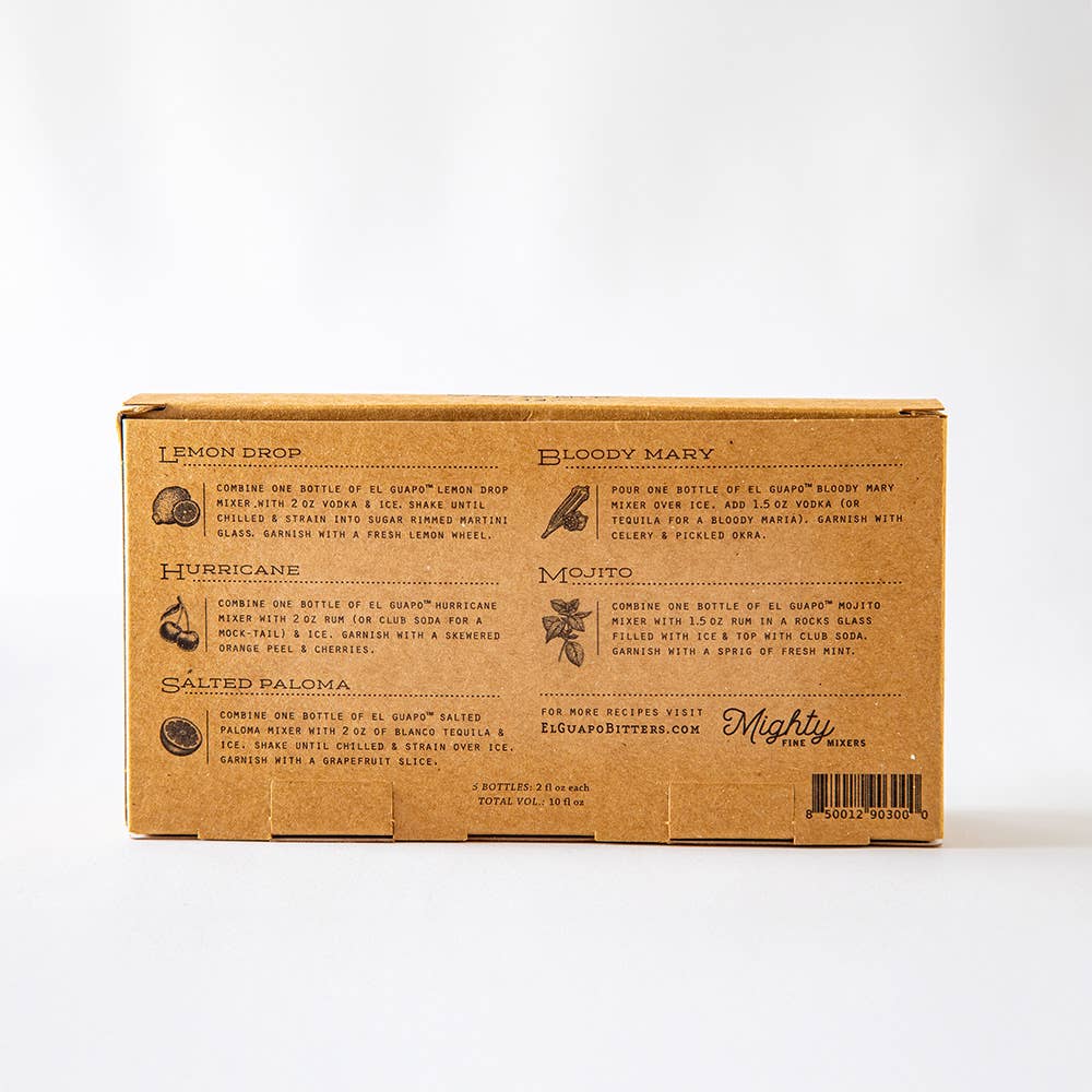 Cardboard box with drink mix recipes on a white background