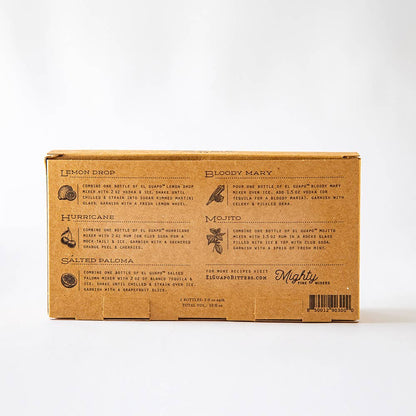 Cardboard box with drink mix recipes on a white background