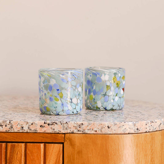 Hand Blown Wine or Cocktail Glass Tumbler - Eggshell: Set of 2