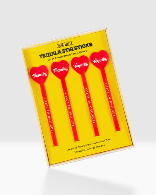 Heart Shaped Tequila Stir Sticks: Set of 4