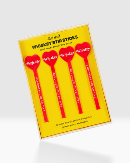 Heart Shaped Whiskey Stir Sticks: Set of 4