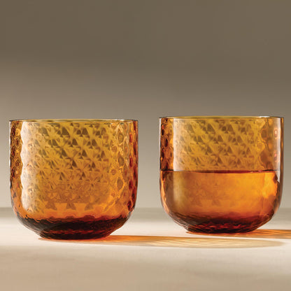 Dapple Sun Amber Lowball Tumblers: Set of 2