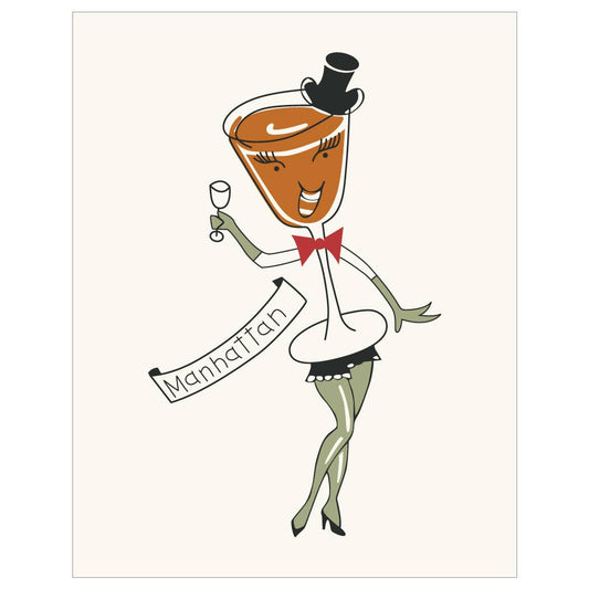 5" x 7" Dancing Manhattan Vintage Craft Cocktail Card